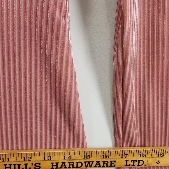 Dynamite Pink Ribbed Velvet Midi Dress – Long Sleeve Bodycon - Picture 14 of 15